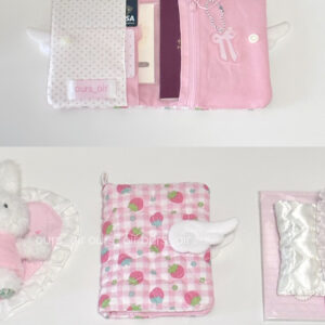 handmade pink strawberry passport wallet